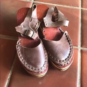 Free people leather strappy clogs